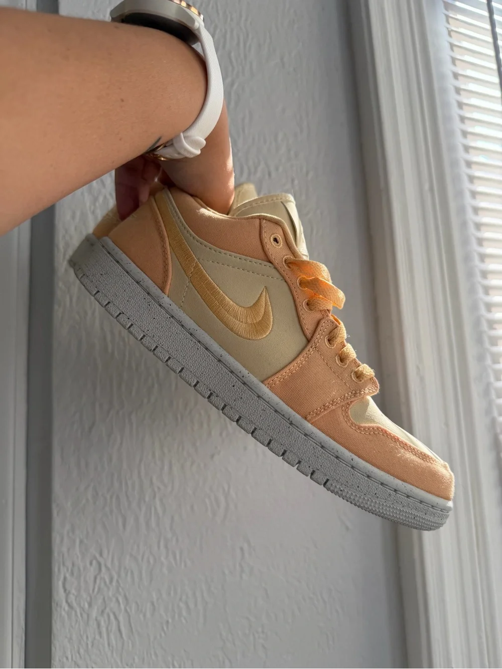 Nike Dunks Women's Peach and Beige Mid-Top Sneakers